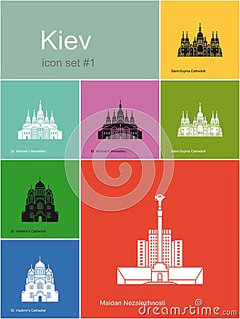 Icons of Kiev Vector Illustration