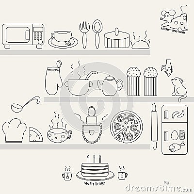 The Icons of kitchen items to you Vector Illustration