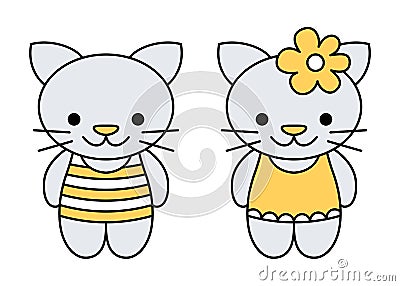 Icons of kittens. Vector Illustration