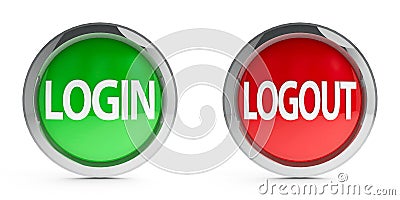 Icons login & logout with highlight Stock Photo