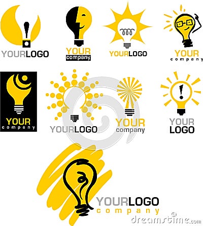 Icons and logos of light bulb Vector Illustration