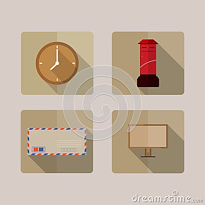 4 icons long shadow Vector Illustration