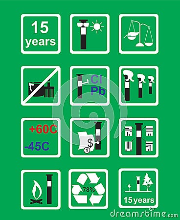 Icons Measuring device for oil pipeline on green background Vector Illustration