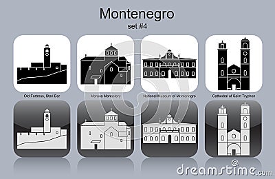 Icons of Montenegro Vector Illustration
