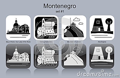 Icons of Montenegro Vector Illustration