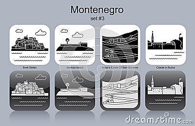 Icons of Montenegro Vector Illustration