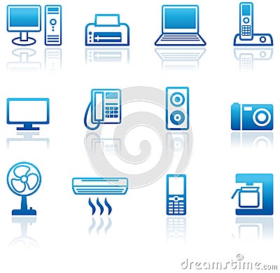Icons of office equipment Vector Illustration