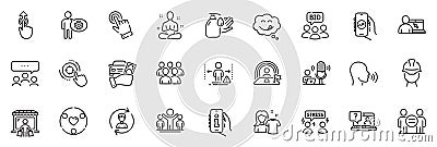 Icons pack as Auction, Market buyer and Faq line icons. For web app. Vector Vector Illustration