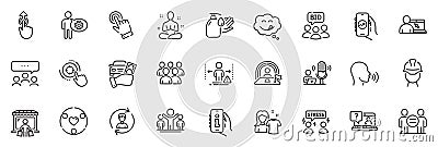 Icons pack as Auction, Market buyer and Faq line icons. For web app. Vector Stock Photo