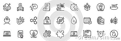 Icons pack as Chromium mineral, Recovered person and Cogwheel line icons. For web app. Vector Stock Photo