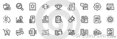 Icons pack as Diamond, Report document and Report timer line icons. For web app. Vector Vector Illustration