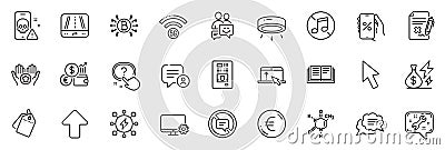 Icons pack as Discounts app, Upload and Bitcoin system line icons. For web app. Vector Stock Photo