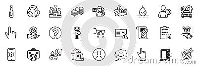 Icons pack as Smile, Microscope and Instruction manual line icons. For web app. Vector Stock Photo