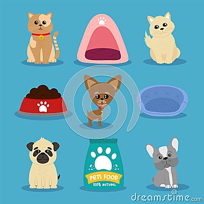 icons pets cartoon Vector Illustration