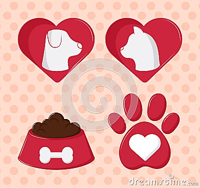 icons pets love Vector Illustration