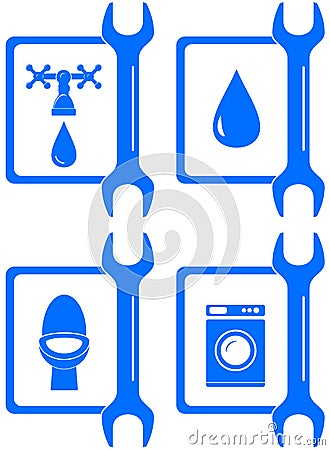 Icons for plumbing repair Vector Illustration