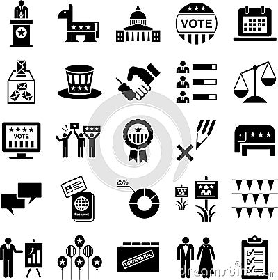 Icons of politics and American elections Vector Illustration