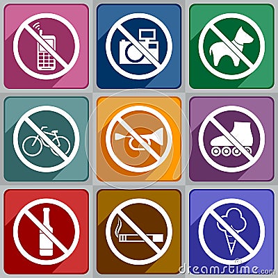 Icons prohibition Vector Illustration