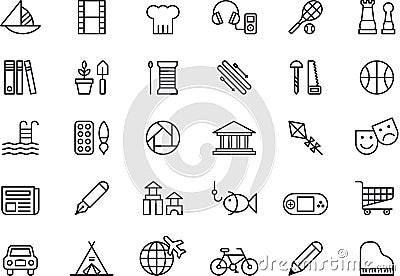 Icons related to leisure activities Vector Illustration