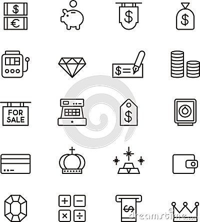 Icons related to money Vector Illustration