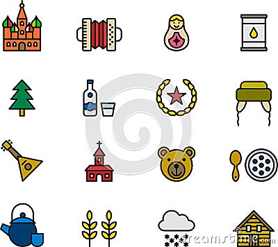 Icons related to Russia Vector Illustration