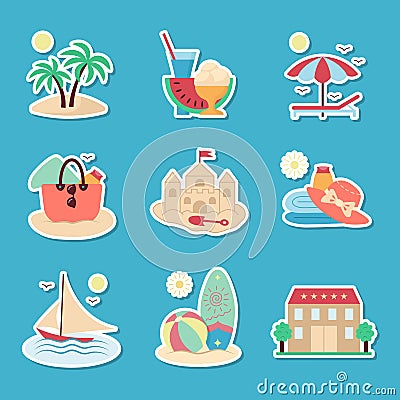 Icons of rest and the sea. Vector Illustration