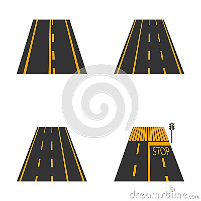 Icons of the road, vector illustration. Vector Illustration