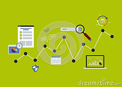 Icons set of analytics search information Vector Illustration