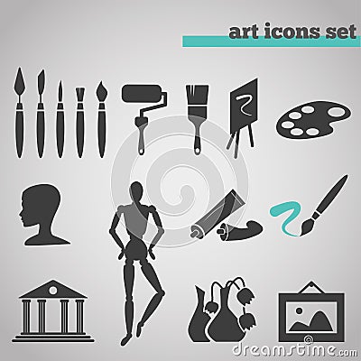 Icons set of art supplies for painting Vector Illustration