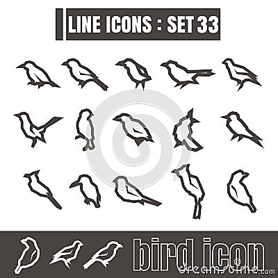 Icons set Bird line black Modern Style design elements Geometry Vector Illustration