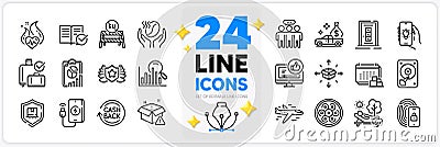 Icons set of Cash transit, Cable section and Laureate line icons. For web app. Vector Vector Illustration