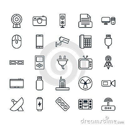 Icons Set. Collection Of Surveillance, Extension Cord, Socket And Other Elements. Also Includes Symbols Such As Web Vector Illustration