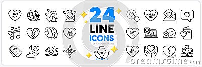 Icons set of Dating, Say yes and Friends couple line icons. For web app. Vector Vector Illustration