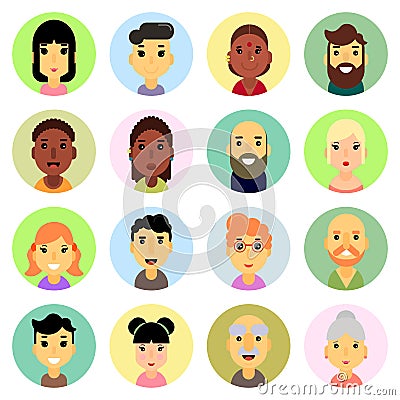 Icons set. flat design. People. Nationality. Vector Illustration