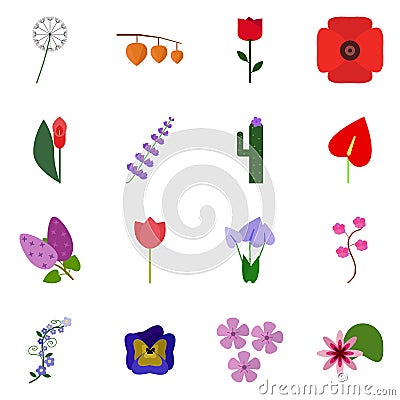 Icons set flower. Vector floret Vector Illustration