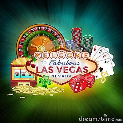 Icons set of gambling in Las Vegas. Vector Illustration