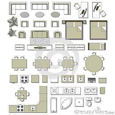 Icons set of interior Vector Illustration