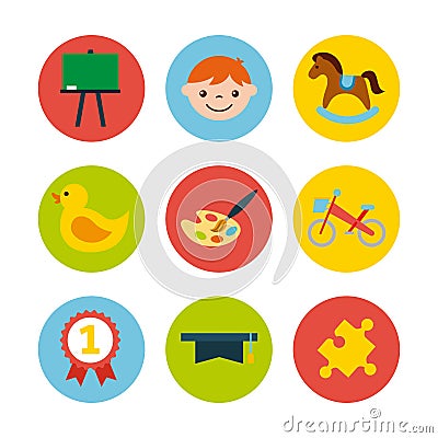 Icons set kinder garten Vector Illustration