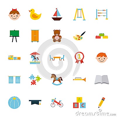 Icons set kinder garten Vector Illustration