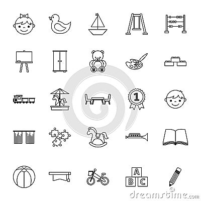 Icons set kinder garten Vector Illustration