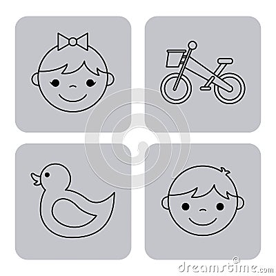 Icons set kinder garten Vector Illustration