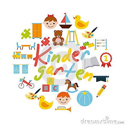 Icons set kinder garten Vector Illustration