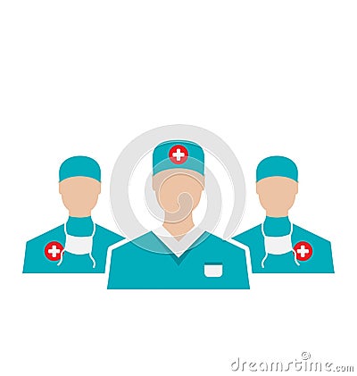 Icons set of medical employees in modern flat design style, isolated on white background Vector Illustration