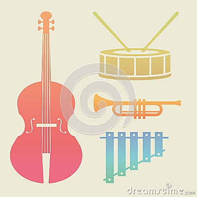 icons set music instruments Vector Illustration