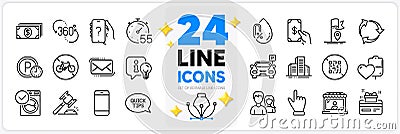 Icons set of No alcohol, Qr code and Click hand line icons. For web app. Vector Vector Illustration