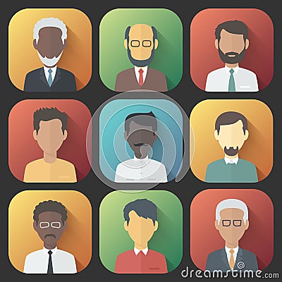 Icons Set of Persons Male Different Ethnic Stock Photo