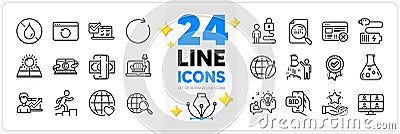 Icons set of Phishing, Reject web and Search file line icons. For web app. Vector Vector Illustration