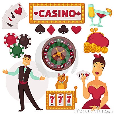 Icons set play in casino. Vector Illustration