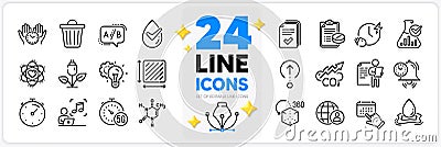 Icons set of Safe time, Chemical formula and Idea gear line icons. For web app. Vector Vector Illustration