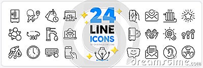 Icons set of Tap water, Time management and Integrity line icons. For web app. Vector Vector Illustration